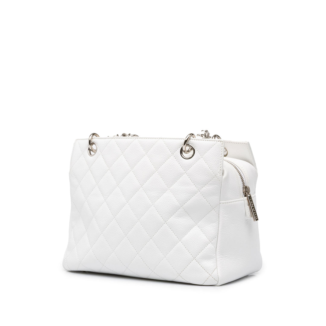 Chanel Petite Timeless Cabas Cuir caviar Blanc – vue 2 – GABY PARIS