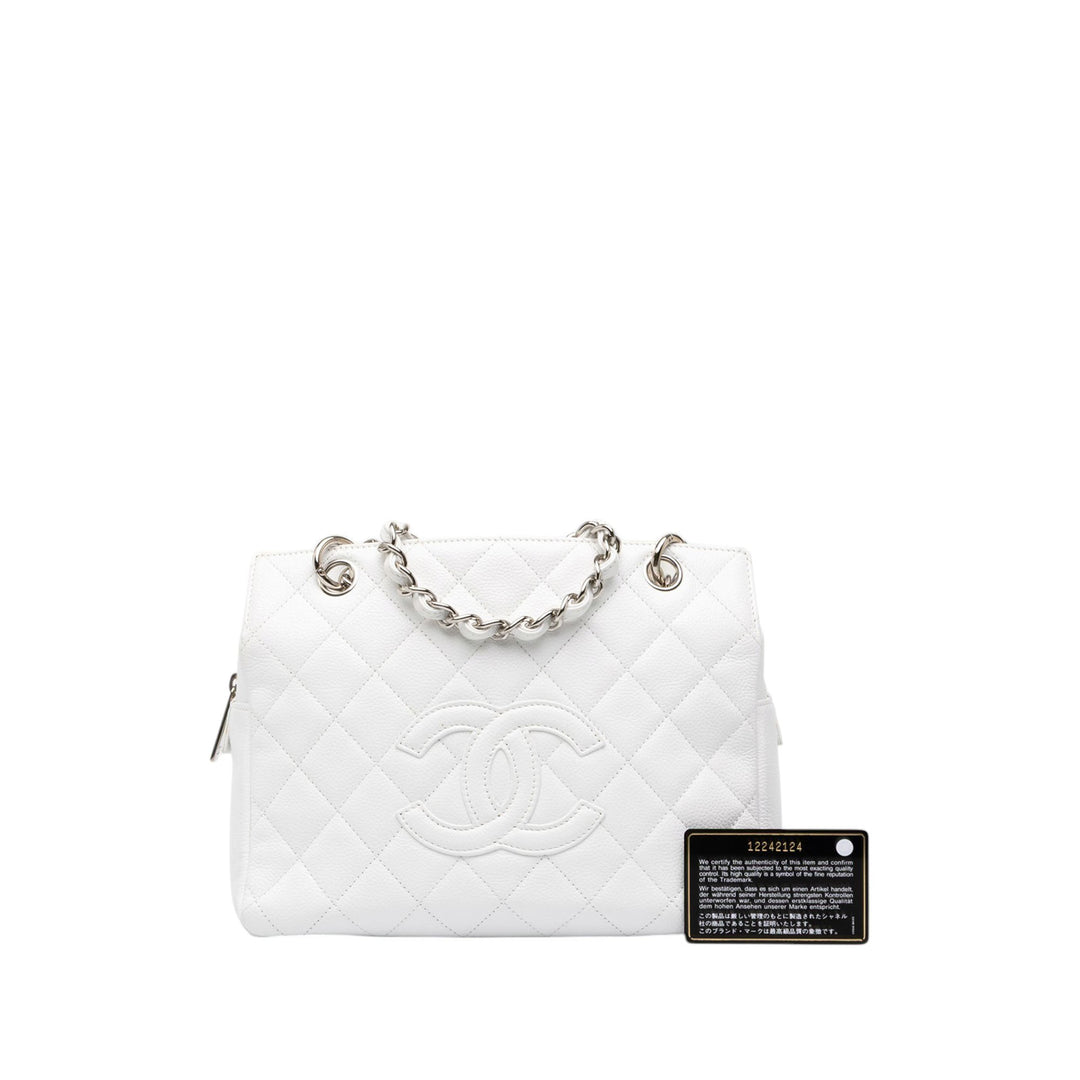 Chanel Petite Timeless Cabas Cuir caviar Blanc – vue 7 – GABY PARIS