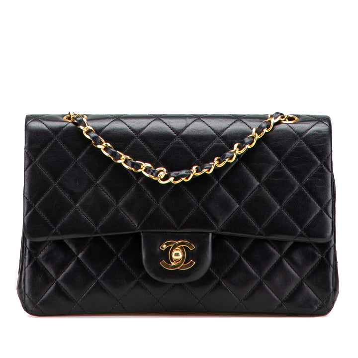 Medium Classic Lambskin Double Flap Black - Gaby Paris
