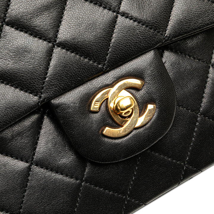 Medium Classic Lambskin Double Flap Black - Gaby Paris
