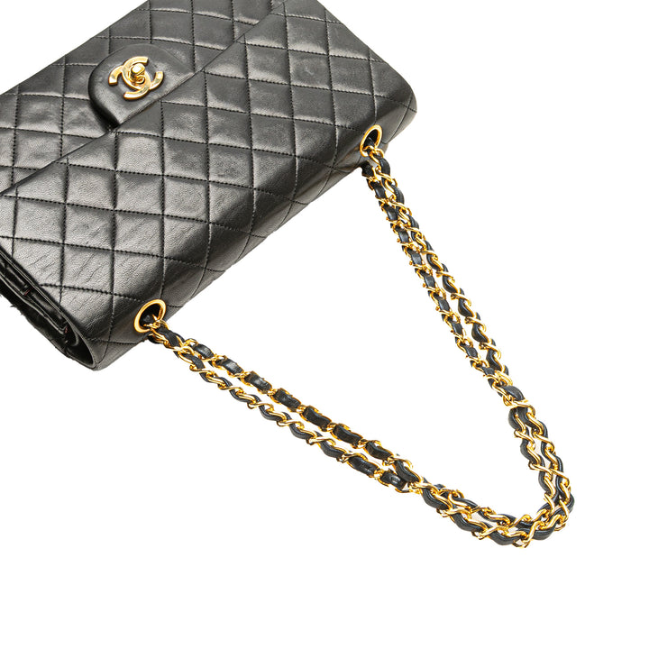 Medium Classic Lambskin Double Flap Black - Gaby Paris