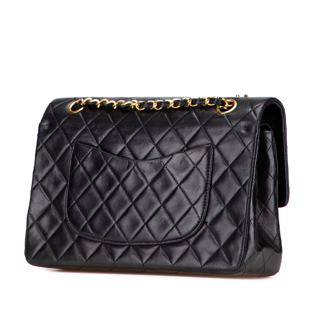 Medium Classic Lambskin Double Flap Black - Gaby Paris