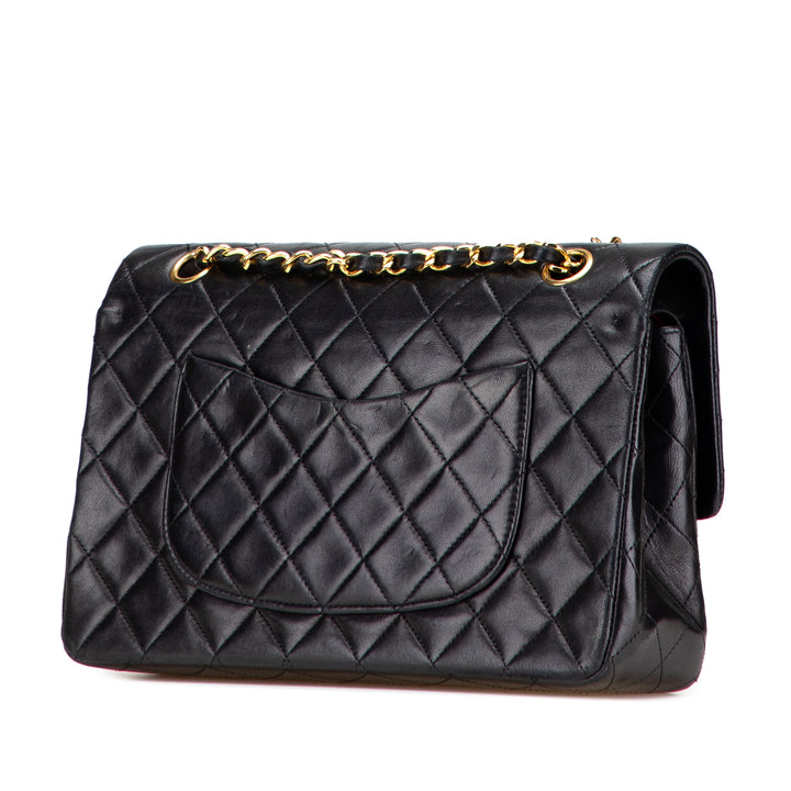Medium Classic Lambskin Double Flap Black - Gaby Paris