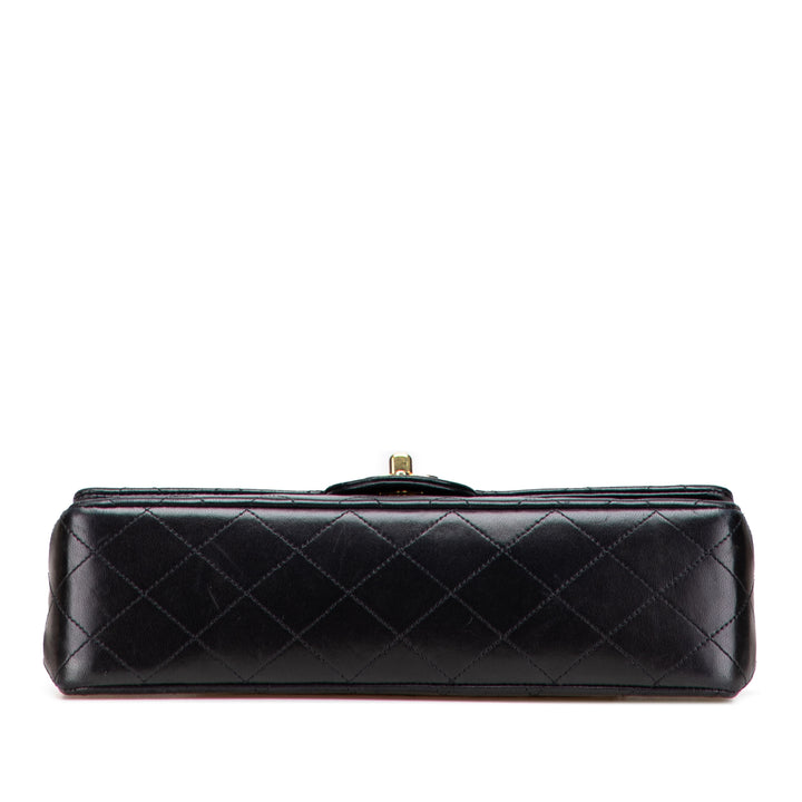 Medium Classic Lambskin Double Flap Black - Gaby Paris