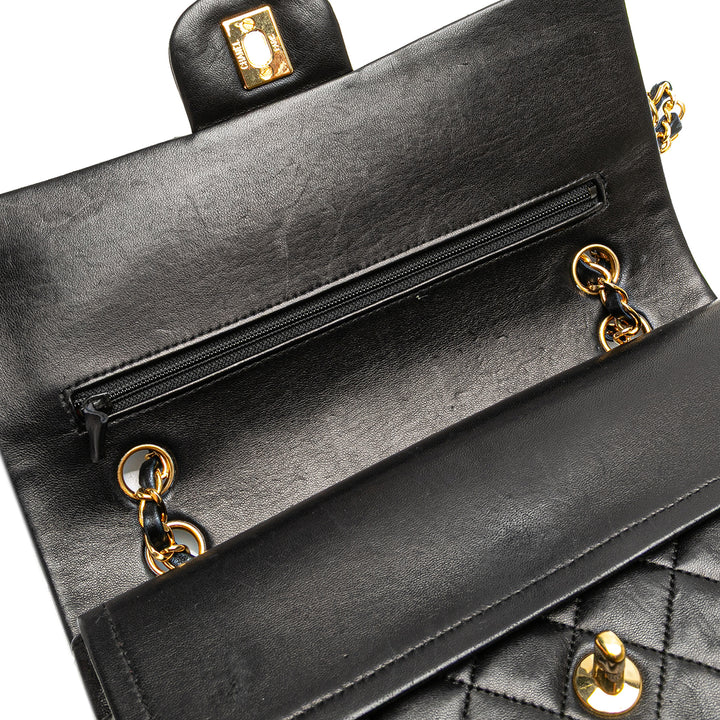 Medium Classic Lambskin Double Flap Black - Gaby Paris