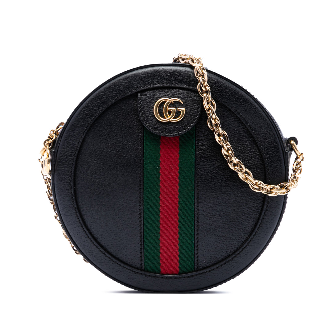 Gucci Web Ophidia Rond Sac Mini Cuir de veau Noir