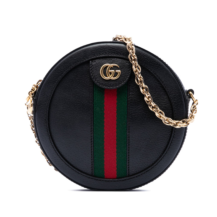 Gucci Web Ophidia Rond Sac Mini Cuir de veau Noir