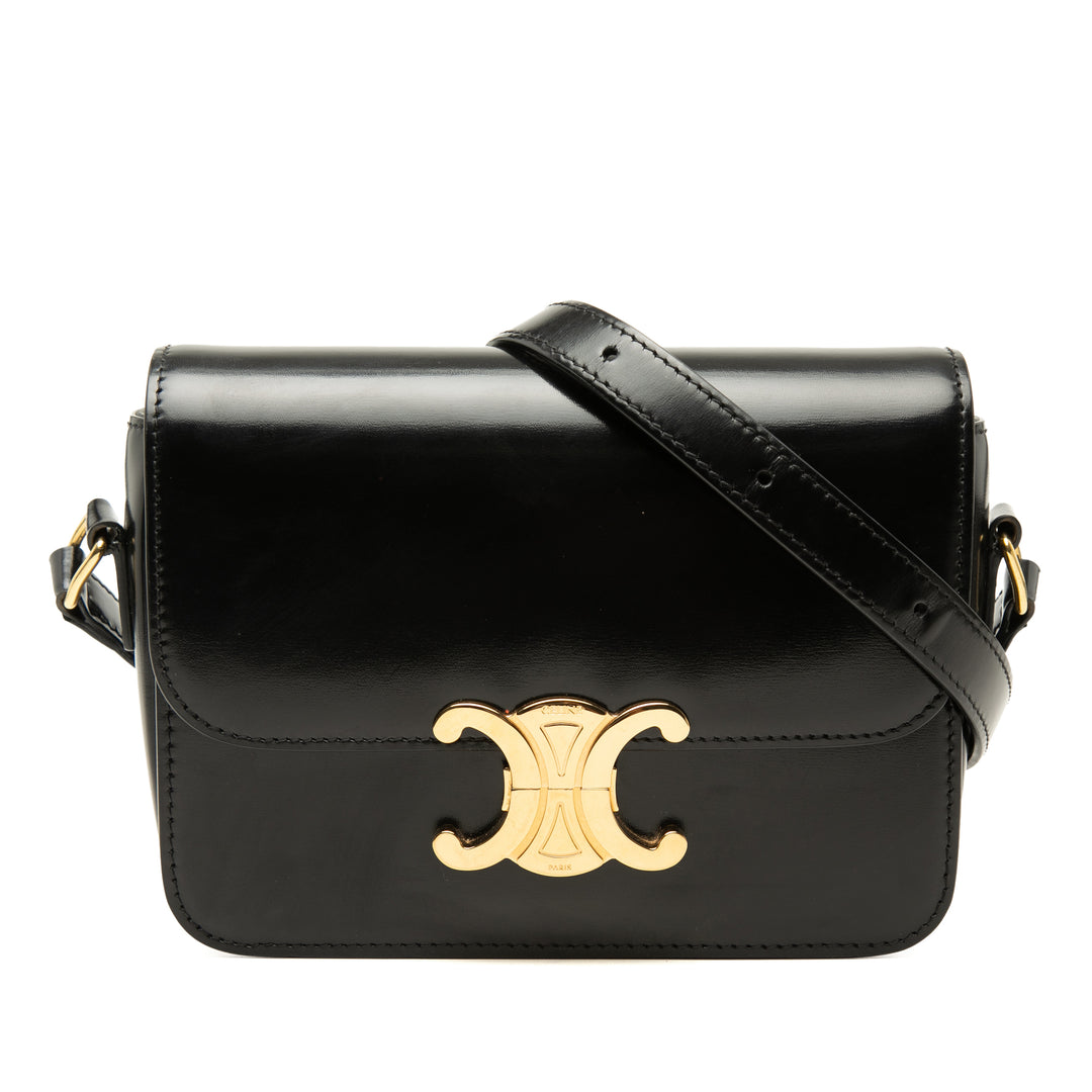 brillant Triomphe Sac Teen Cuir de veau Noir