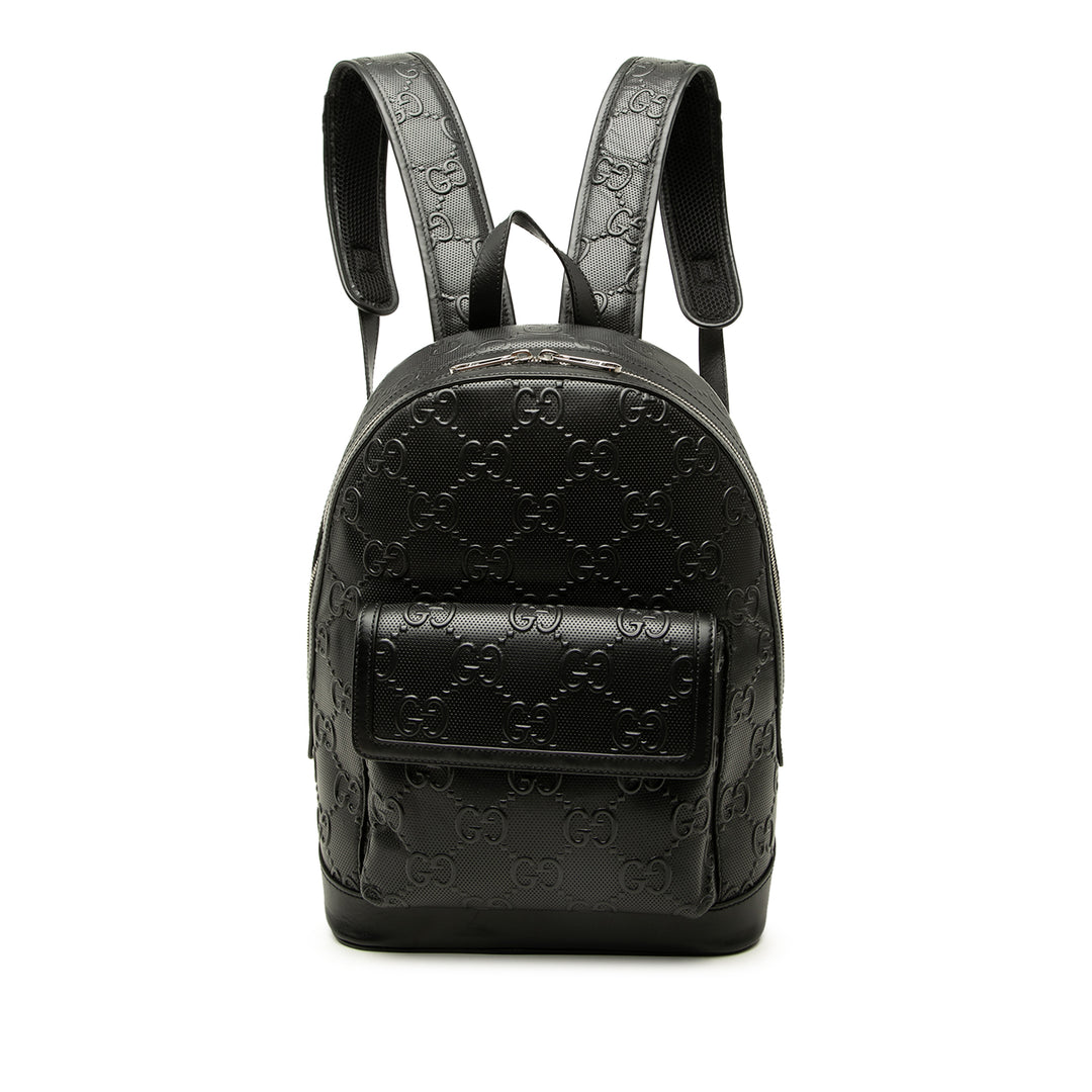 Gucci Sac à dos GG embossé Cuir de veau Noir – vue principale – GABY PARIS