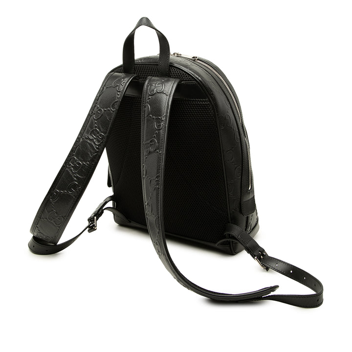 Gucci Sac à dos GG embossé Cuir de veau Noir – vue 2 – GABY PARIS