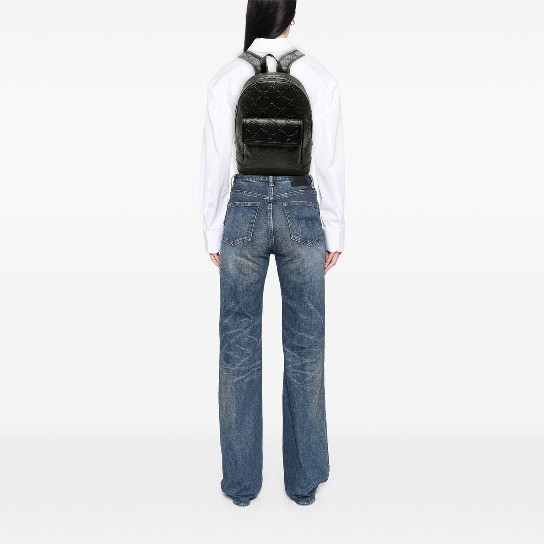 Gucci Sac à dos GG embossé Cuir de veau Noir – vue 6 – GABY PARIS
