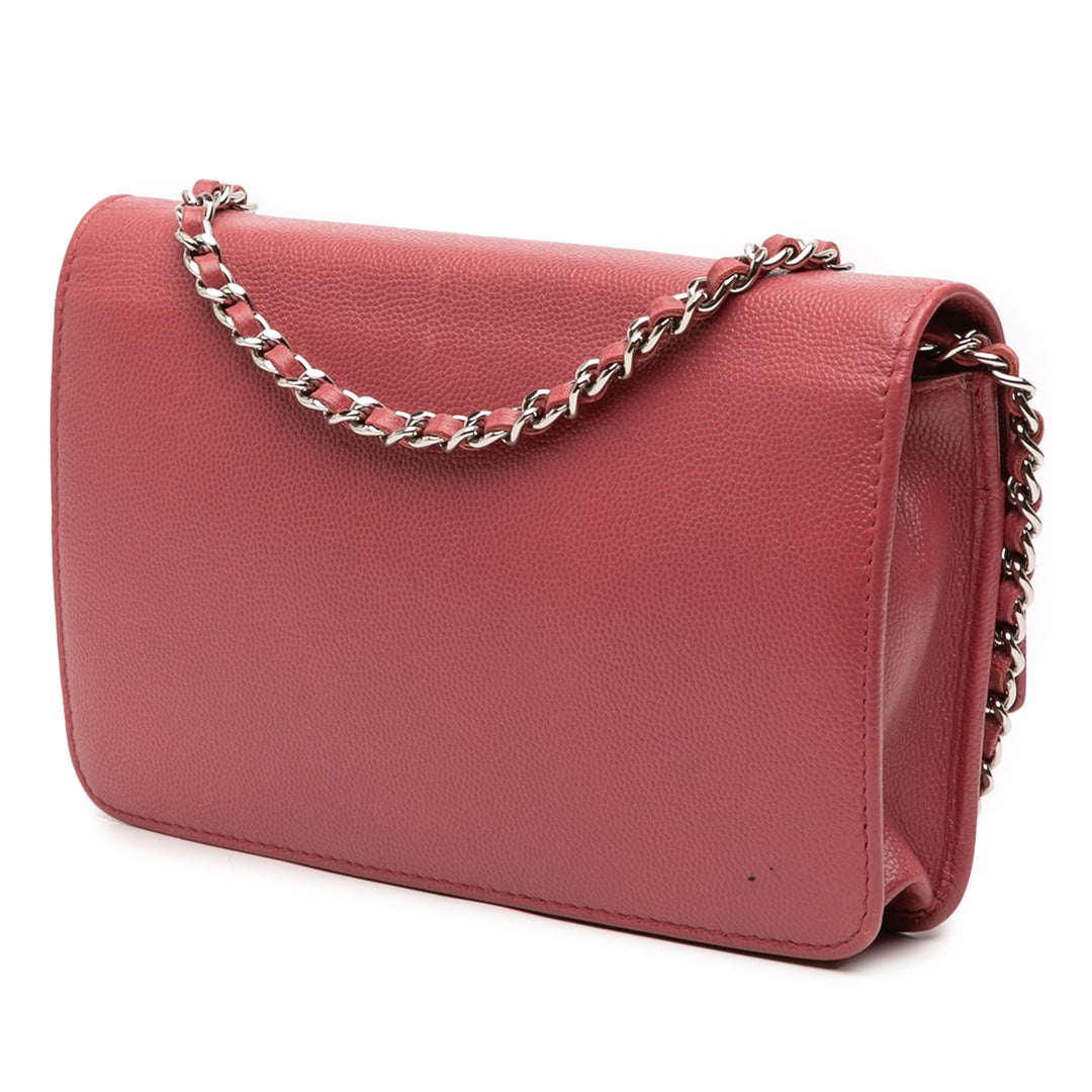 Chanel CC Caviar Sevruga Wallet On Chain Rouge