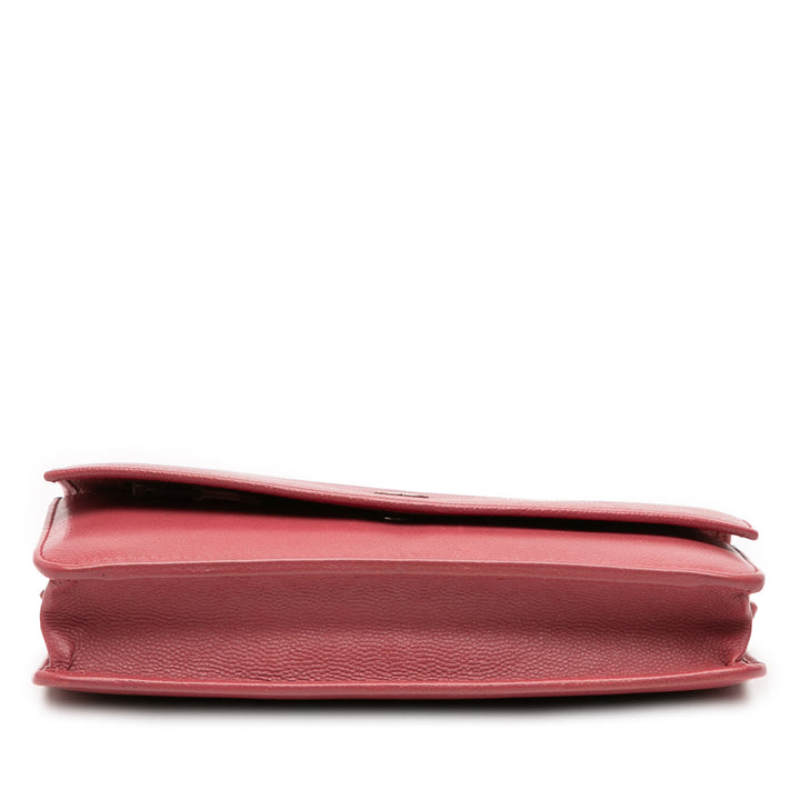 Chanel CC Caviar Sevruga Wallet On Chain Rouge