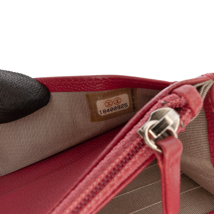 Chanel CC Caviar Sevruga Wallet On Chain Rouge
