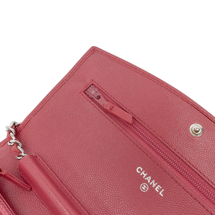 Chanel CC Caviar Sevruga Wallet On Chain Rouge