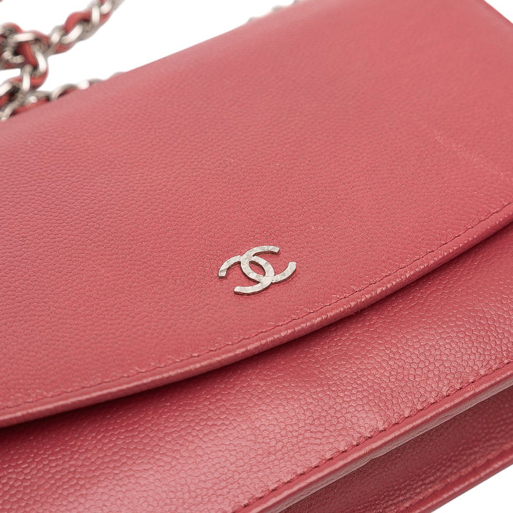 Chanel CC Caviar Sevruga Wallet On Chain Rouge