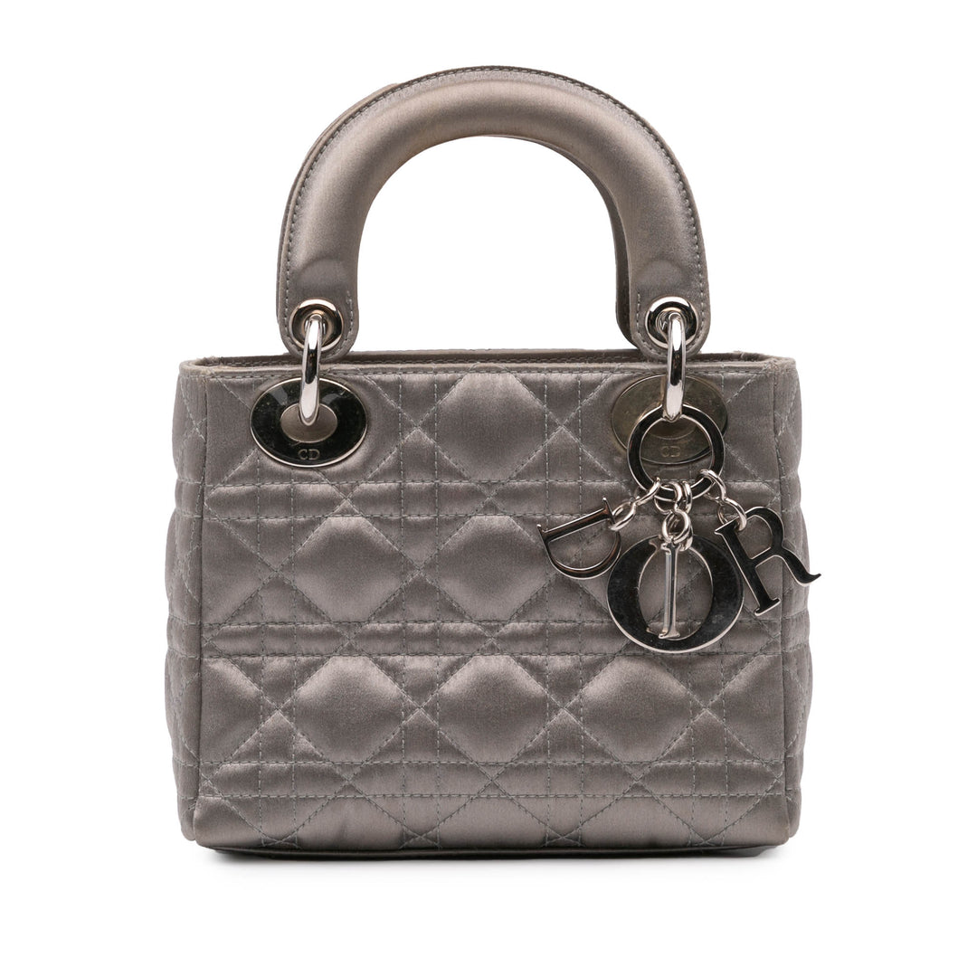 Mini Satin Cannage Lady Dior Gray - Gaby Paris
