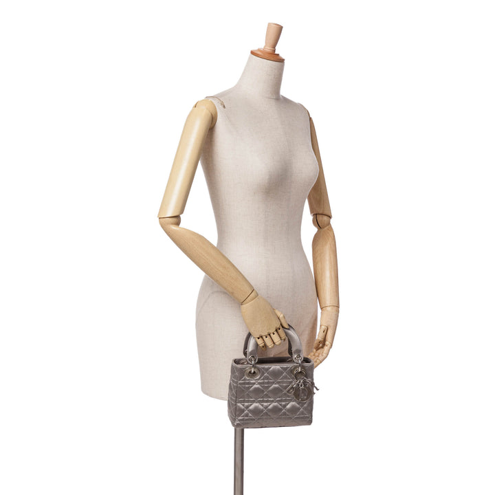 Mini Satin Cannage Lady Dior Gray - Gaby Paris