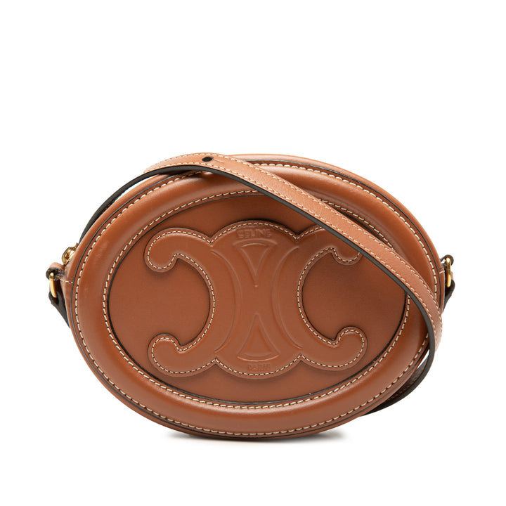 Celine Small Cuir de veau Cuir Triomphe Oval Sac porté croisé