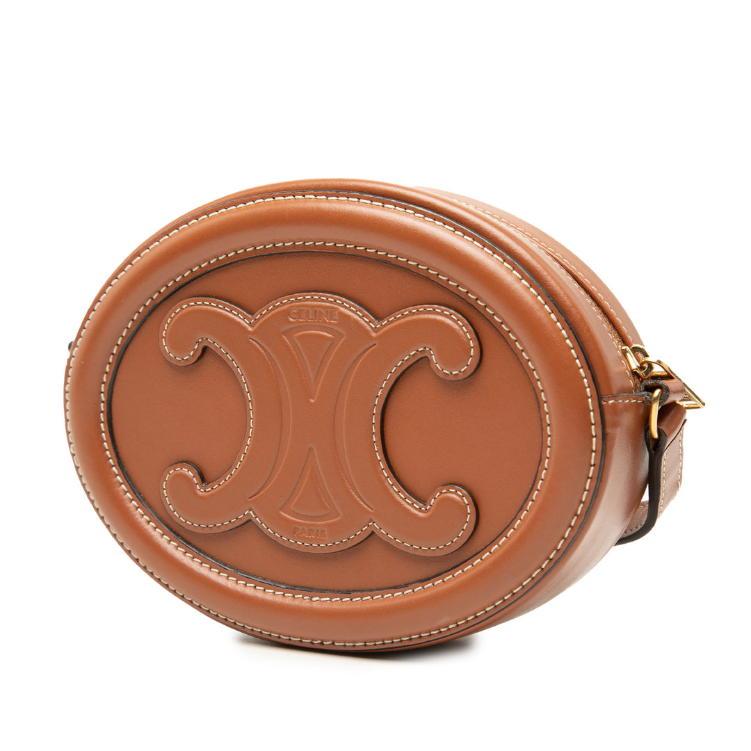 Celine Small Cuir de veau Cuir Triomphe Oval Sac porté croisé