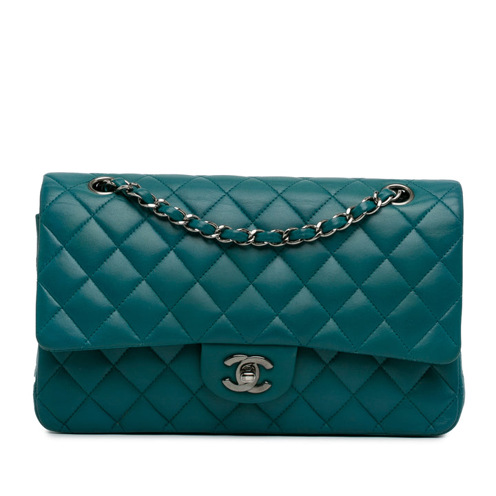 Medium Classic Lambskin Double Flap Blue - Gaby Paris