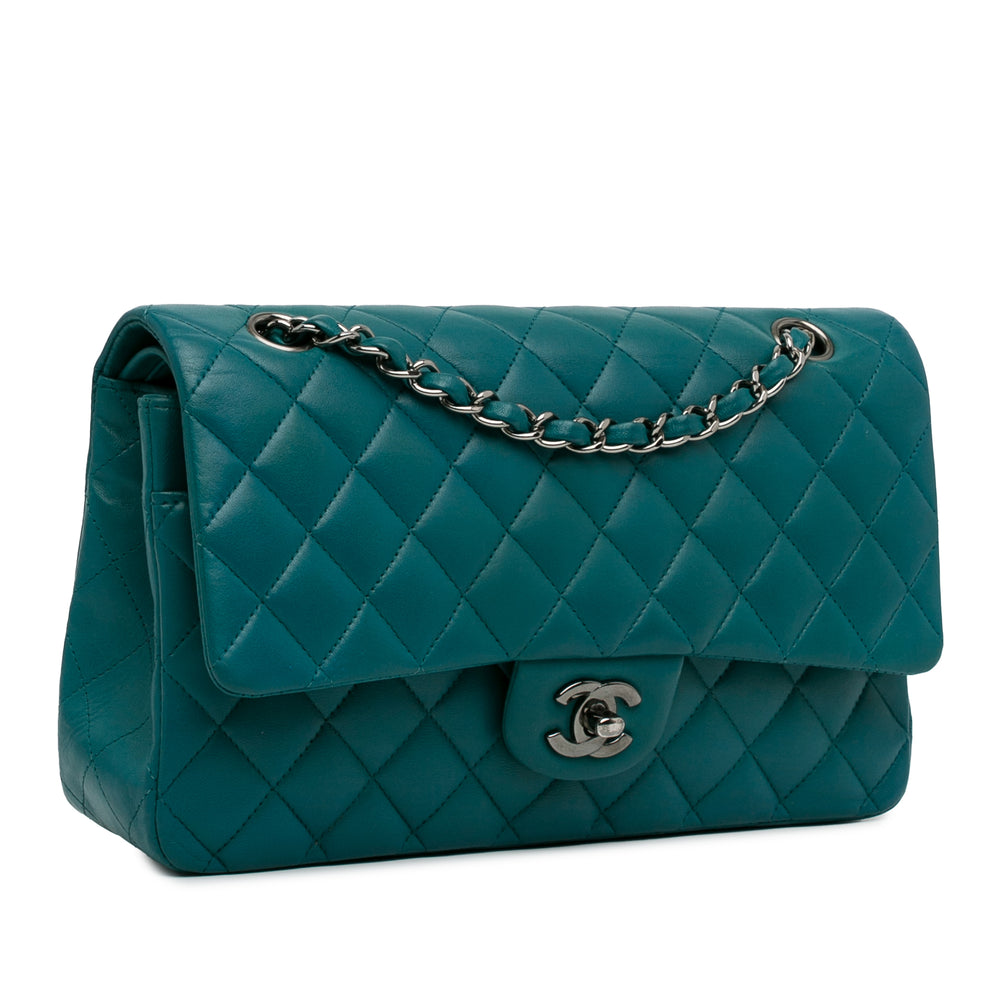 Medium Classic Lambskin Double Flap Blue - Gaby Paris