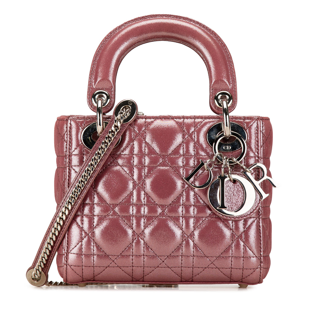 Mini Metallic Lambskin Cannage Lady Dior Pink - Gaby Paris