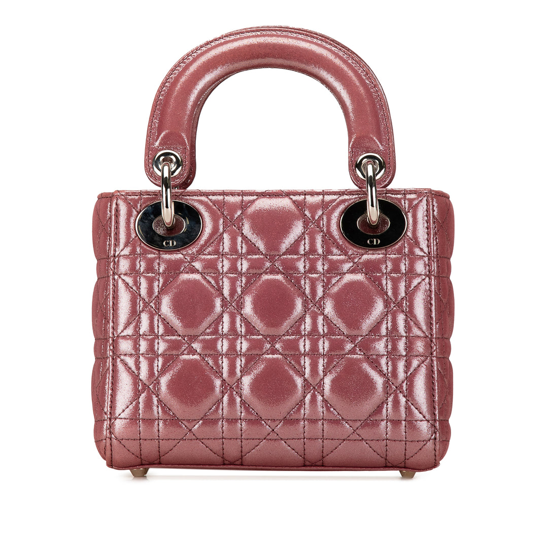 Mini Metallic Lambskin Cannage Lady Dior Pink - Gaby Paris