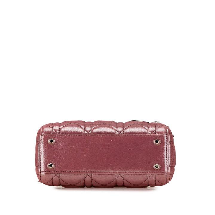 Mini Metallic Lambskin Cannage Lady Dior Pink - Gaby Paris