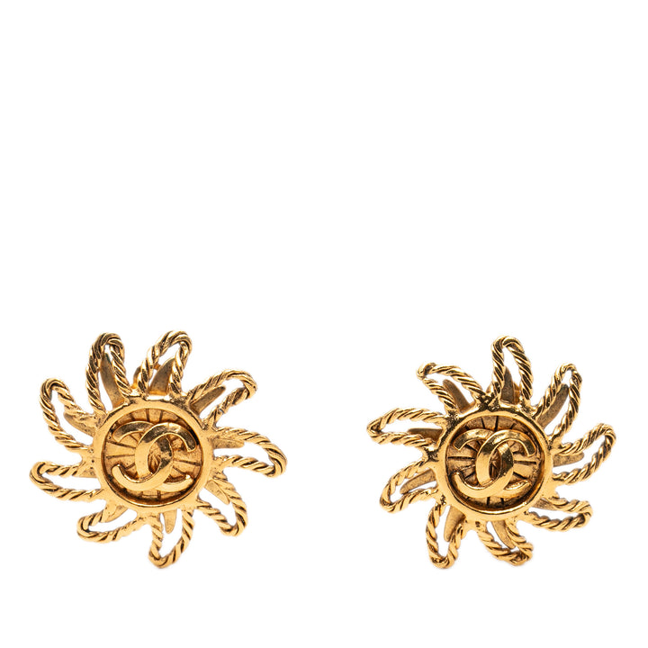 Chanel CC plaqué Sun Clip On Boucles d’oreilles