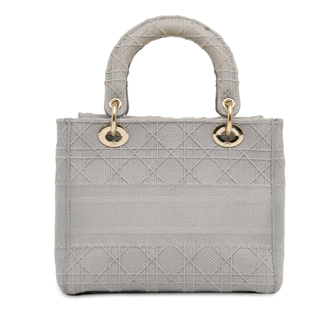 Dior Medium brodé Toile Cannage Lady D Lite