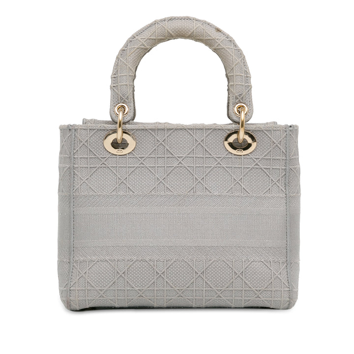 Dior Medium brodé Toile Cannage Lady D Lite