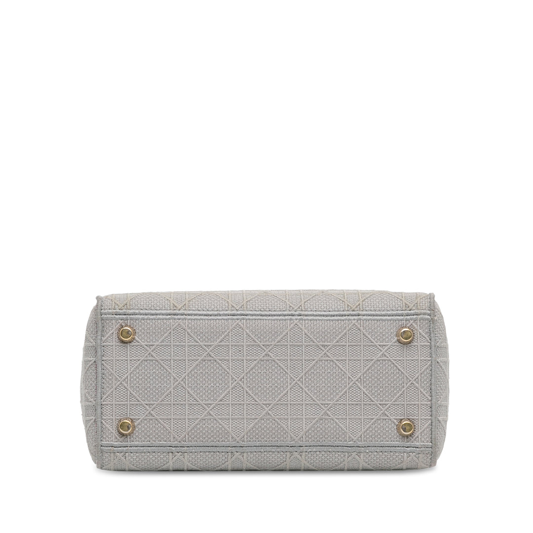 Dior Medium brodé Toile Cannage Lady D Lite