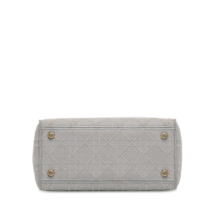 Dior Medium brodé Toile Cannage Lady D Lite
