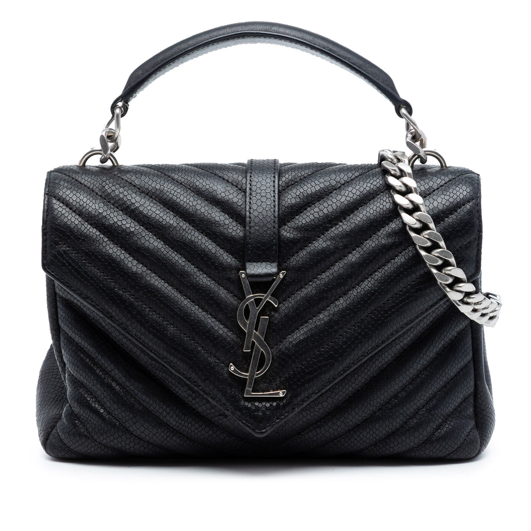 Chevron embossé College Sac Moyen Noir
