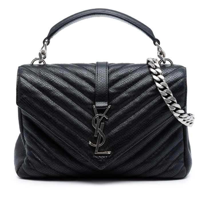 Chevron embossé College Sac Moyen Noir