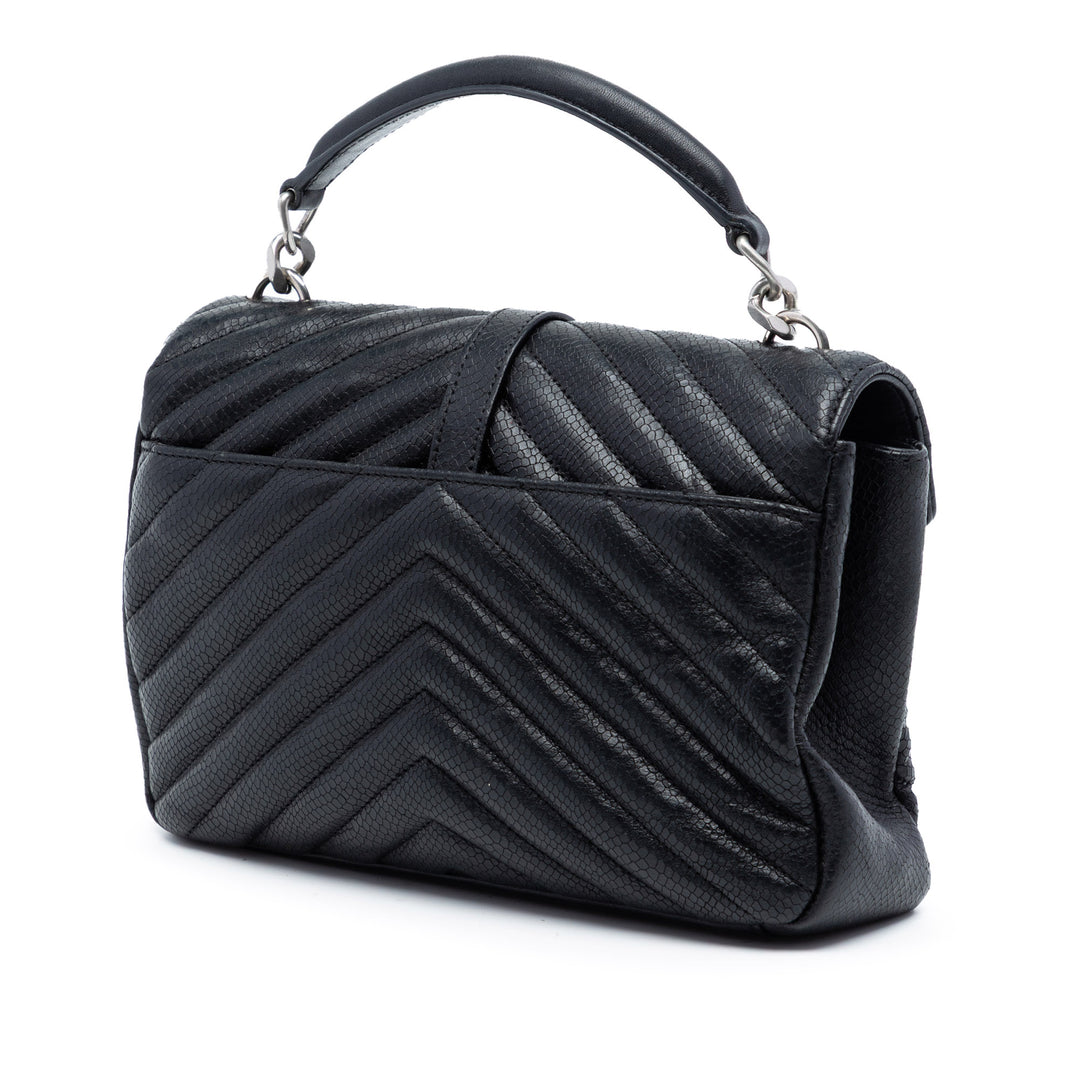 Chevron embossé College Sac Moyen Noir