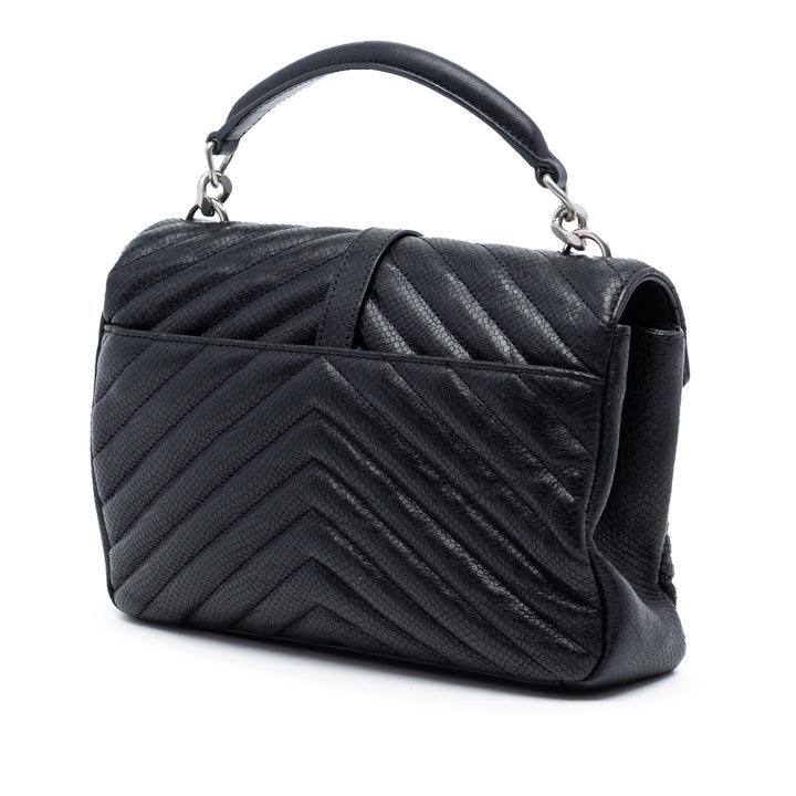 Chevron embossé College Sac Moyen Noir