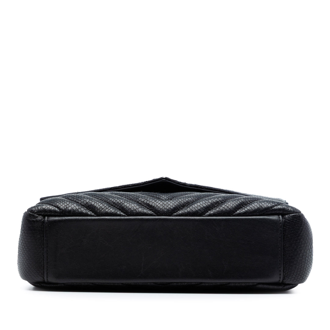 Chevron embossé College Sac Moyen Noir