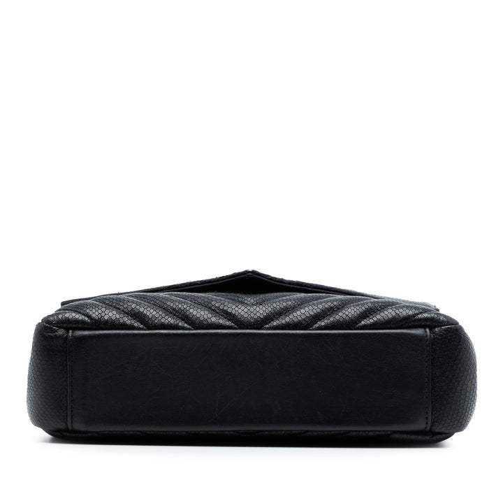 Chevron embossé College Sac Moyen Noir