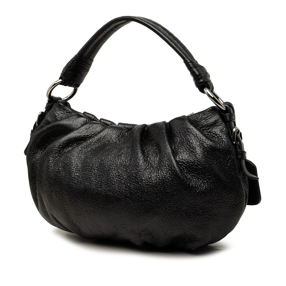 Prada Pleated Cervo Lux Hobo Noir – vue 2 – GABY PARIS