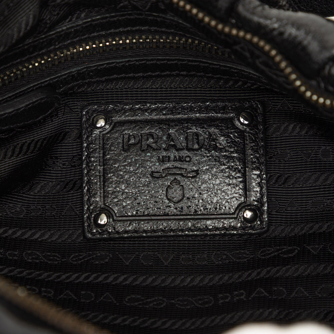 Prada Pleated Cervo Lux Hobo Noir – vue 5 – GABY PARIS
