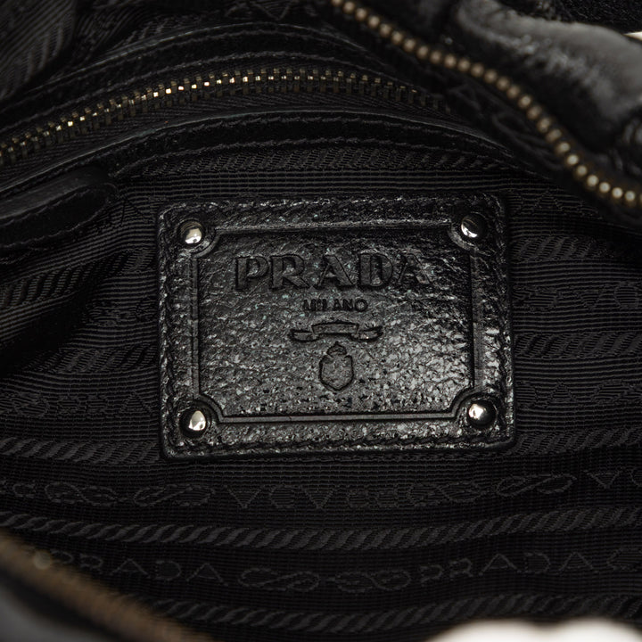 Prada Pleated Cervo Lux Hobo Noir – vue 5 – GABY PARIS