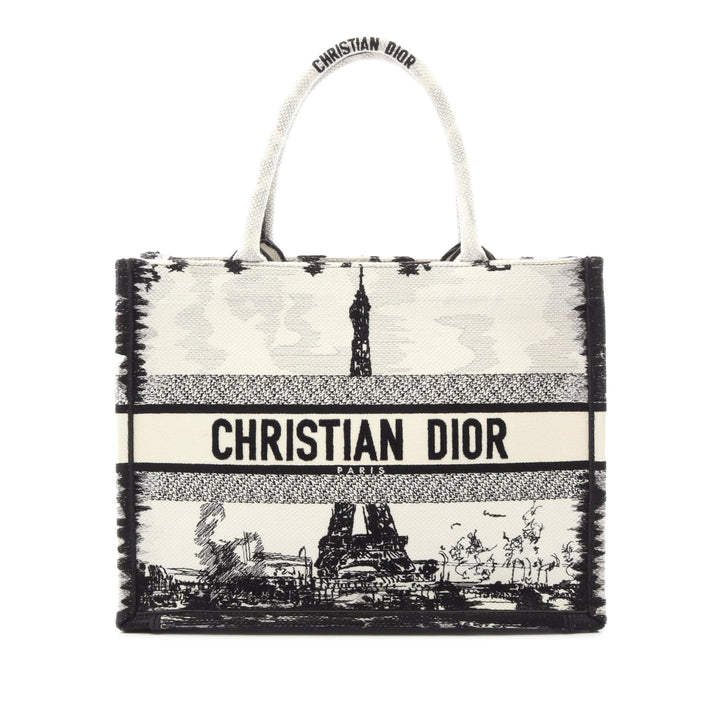 Dior Medium brodé Toile Eiffel Tower Book Cabas