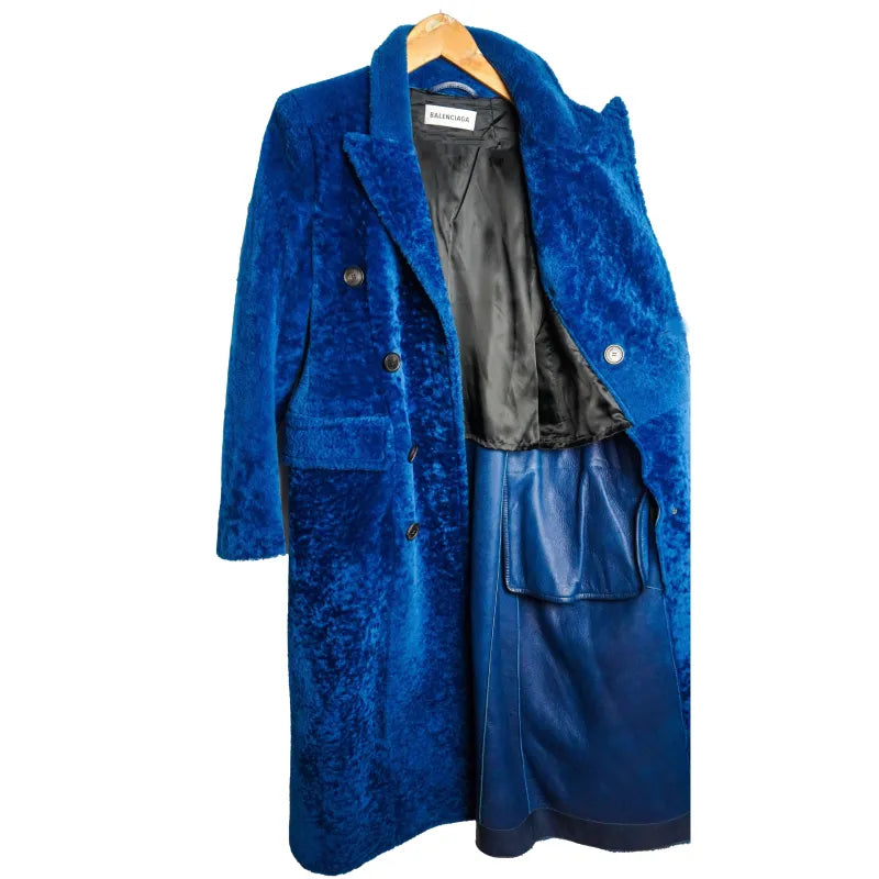 BALENCIAGA Manteau en fourrure synthétique à taille sablier Taille 36/38