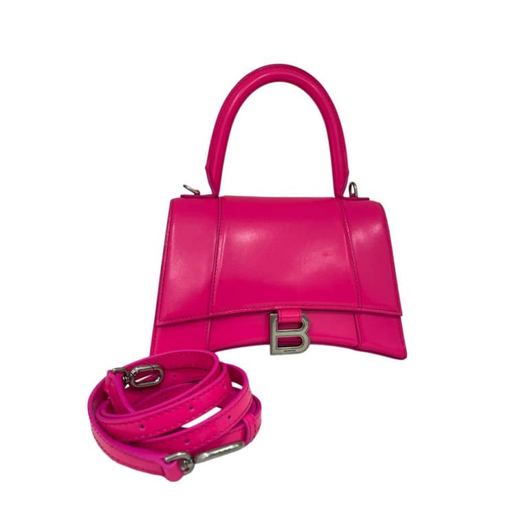 Bolso BALENCIAGA Hourglass PM de piel fucsia