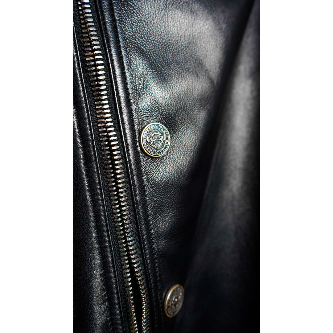 BALMAIN Blouson biker en cuir de veau