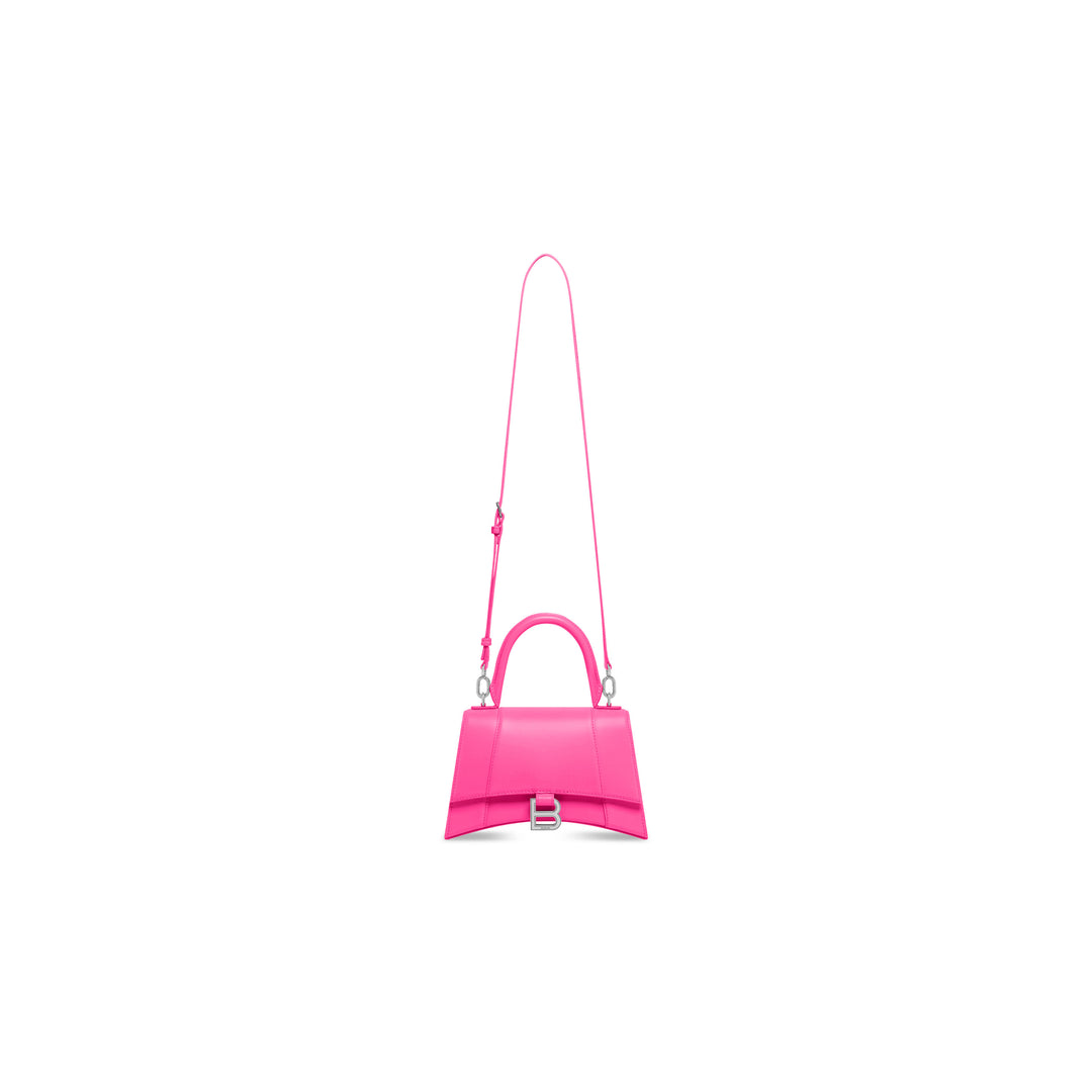 BALENCIAGA Hourglass PM bag in fuchsia leather