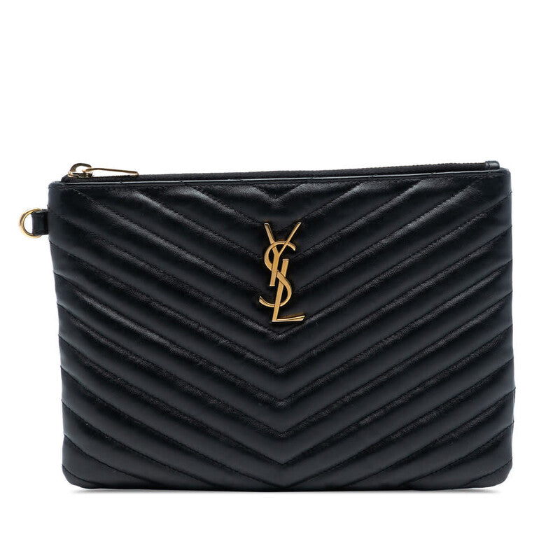 Saint Laurent pochette Monogram Zip A5 chevron matelassé