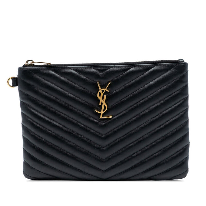 Saint Laurent pochette Monogram Zip A5 chevron matelassé